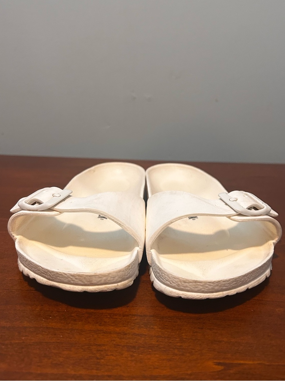 Birkenstock White Single Strap Slide EVA Sandals with Buckle 39/8.5 - Picture 4 of 14